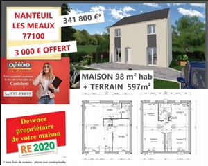 maison à la vente -   77100  NANTEUIL LES MEAUX, surface 98 m2 vente maison - UBI433446578